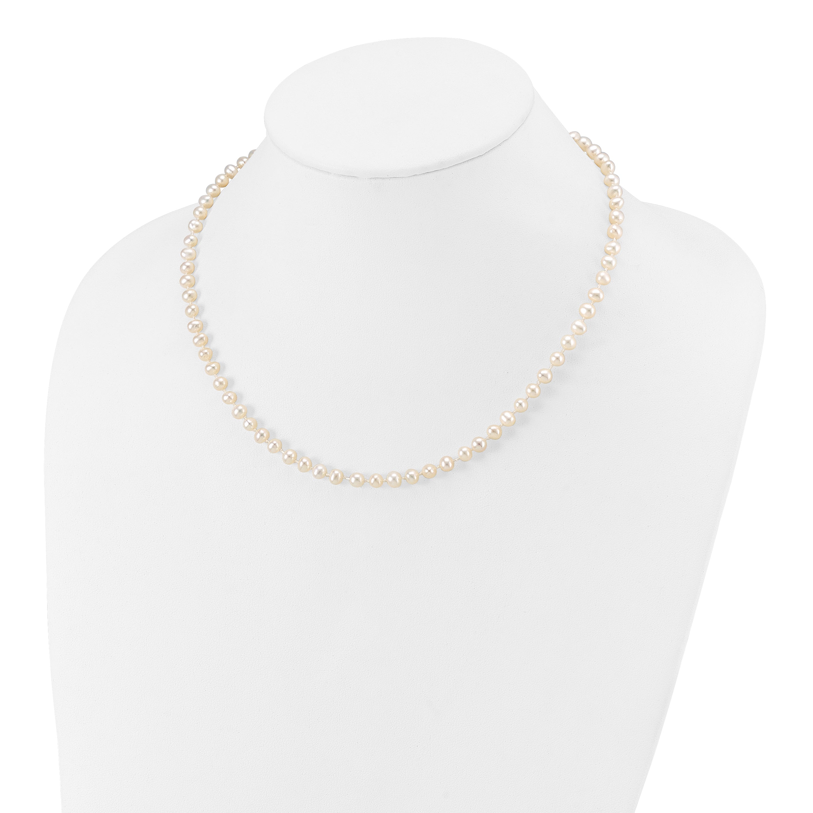 14k 4-5mm White Semi-Round Freshwater Cultured Pearl 12 inch Necklace XF451