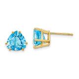 14k 8mm Trillion Blue Topaz Post Earrings XE96BT