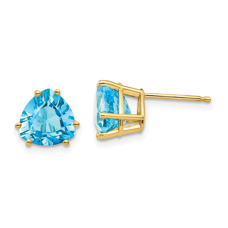 14k 8mm Trillion Blue Topaz Post Earrings XE96BT