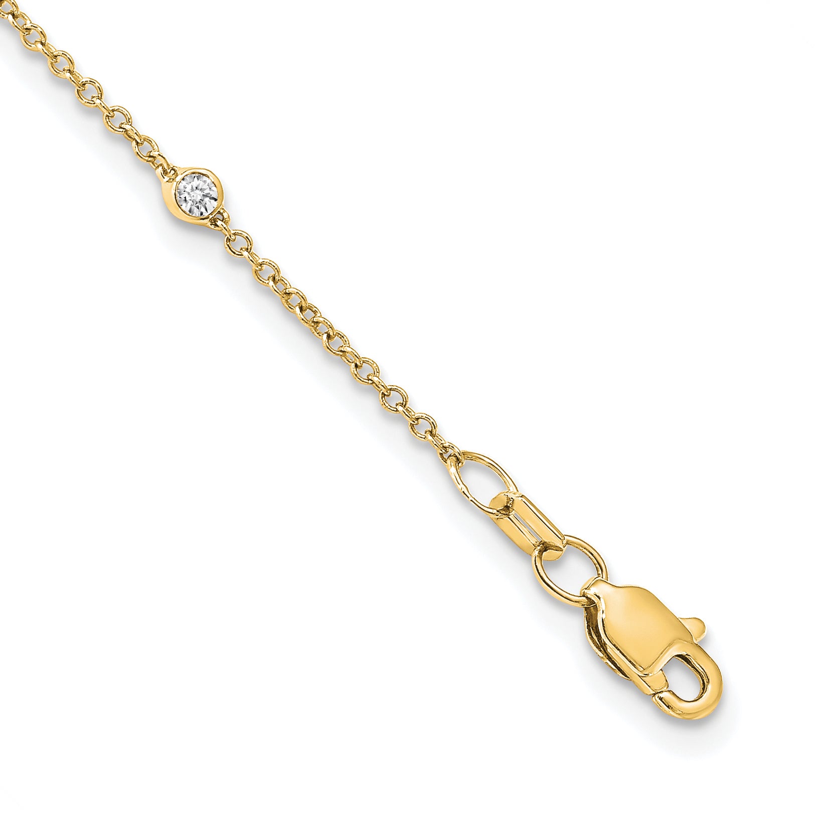 14k White Gold Complete 1/3 carat Bezel-set Diamond and Cable Chain 16-Station 16 inch Necklace PM1007