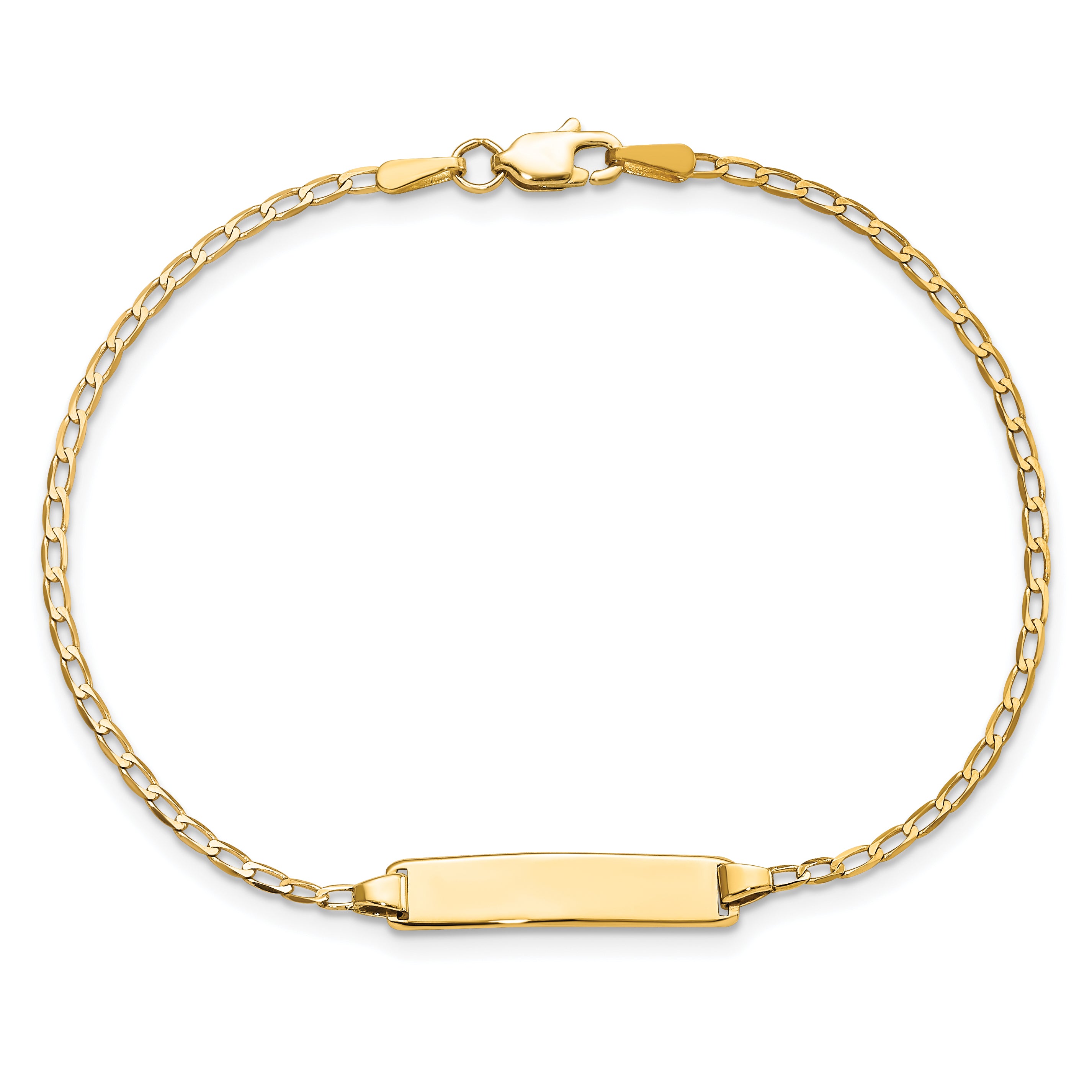 14k Polished Solid Chain/Solid Plate Flat Curb Link 19.5x3.5mm Plate 7 inch ID Bracelet LID69