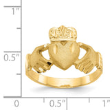14K Mens Satin Diamond-cut Claddagh Ring K3856