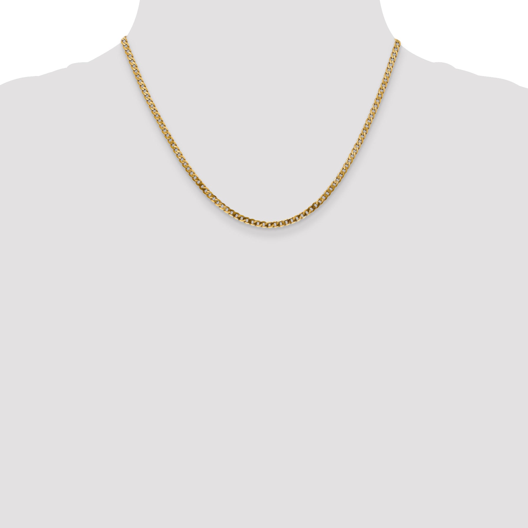 14K 26 inch 2.9mm Flat Beveled Curb with Lobster Clasp Chain FBU080