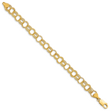 14k 8mm Solid Polished and Textured Triple Link 7 inch Charm Bracelet DO533