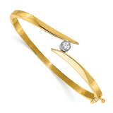 14k Two-tone Complete 1/4 carat AA Diamond Hinged Oval Bangle Bracelet XB76AA