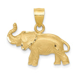 14K Satin Diamond-cut Elephant Pendant C4066