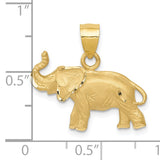 14K Satin Diamond-cut Elephant Pendant C4066
