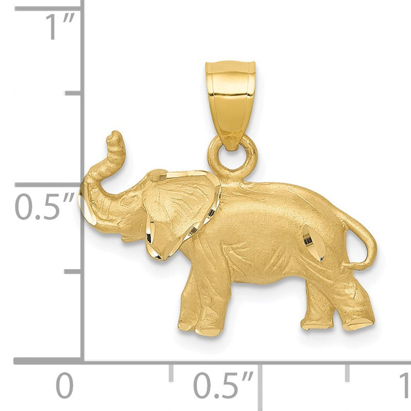 14K Satin Diamond-cut Elephant Pendant C4066