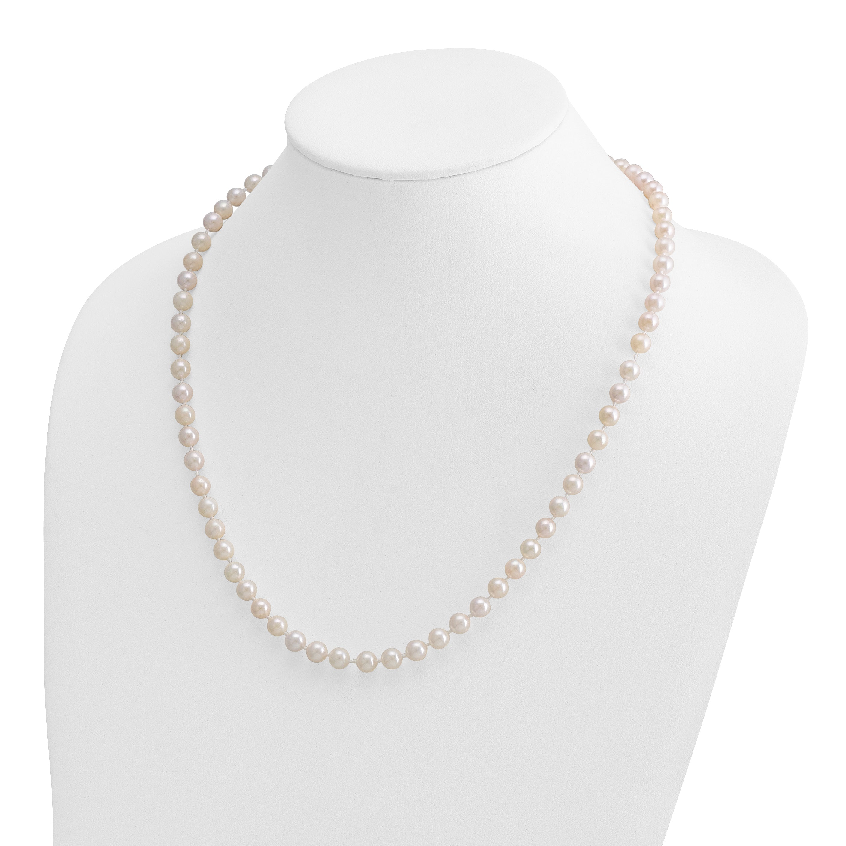 14k 6-7mm White Round Akoya Saltwater Cultured Pearl 16 inch Necklace PL60AA