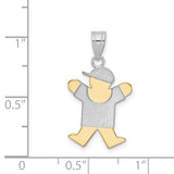 14k Two-tone The Kids Small Boy with Hat on Right Engravable Joy Charm XK411