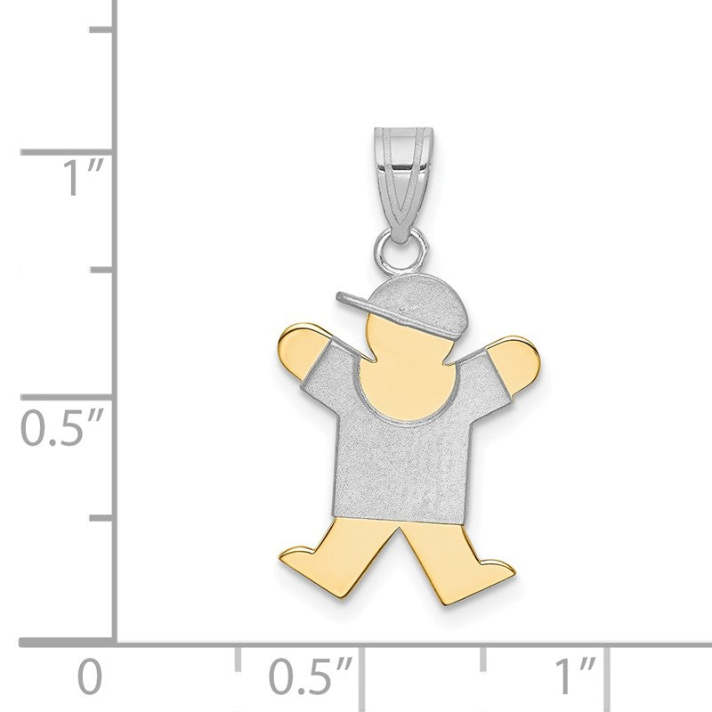 14k Two-tone The Kids Small Boy with Hat on Right Engravable Joy Charm XK411