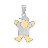 14k Two-tone The Kids Small Boy with Hat on Right Engravable Joy Charm XK411