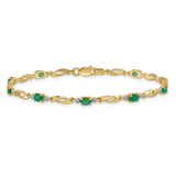 14k White Gold Complete Diamond and Oval Emerald Fancy Link 7.25 inch Bracelet BM4476