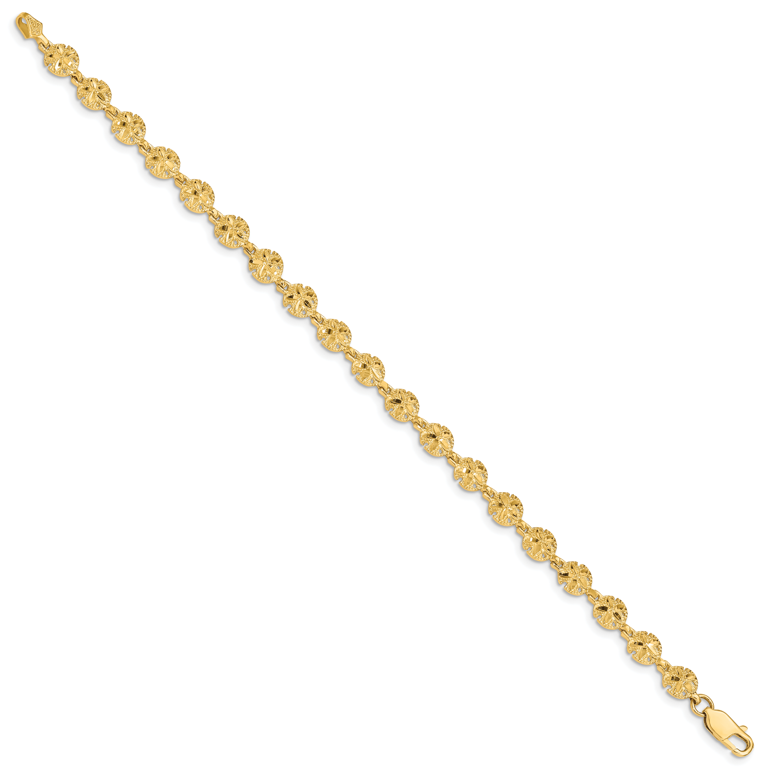 14k Polished and Textured Sand Dollar 7.25 inch Bracelet FB1495
