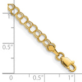 14k 4mm Hollow Double Link 7 inch Charm Bracelet DO350