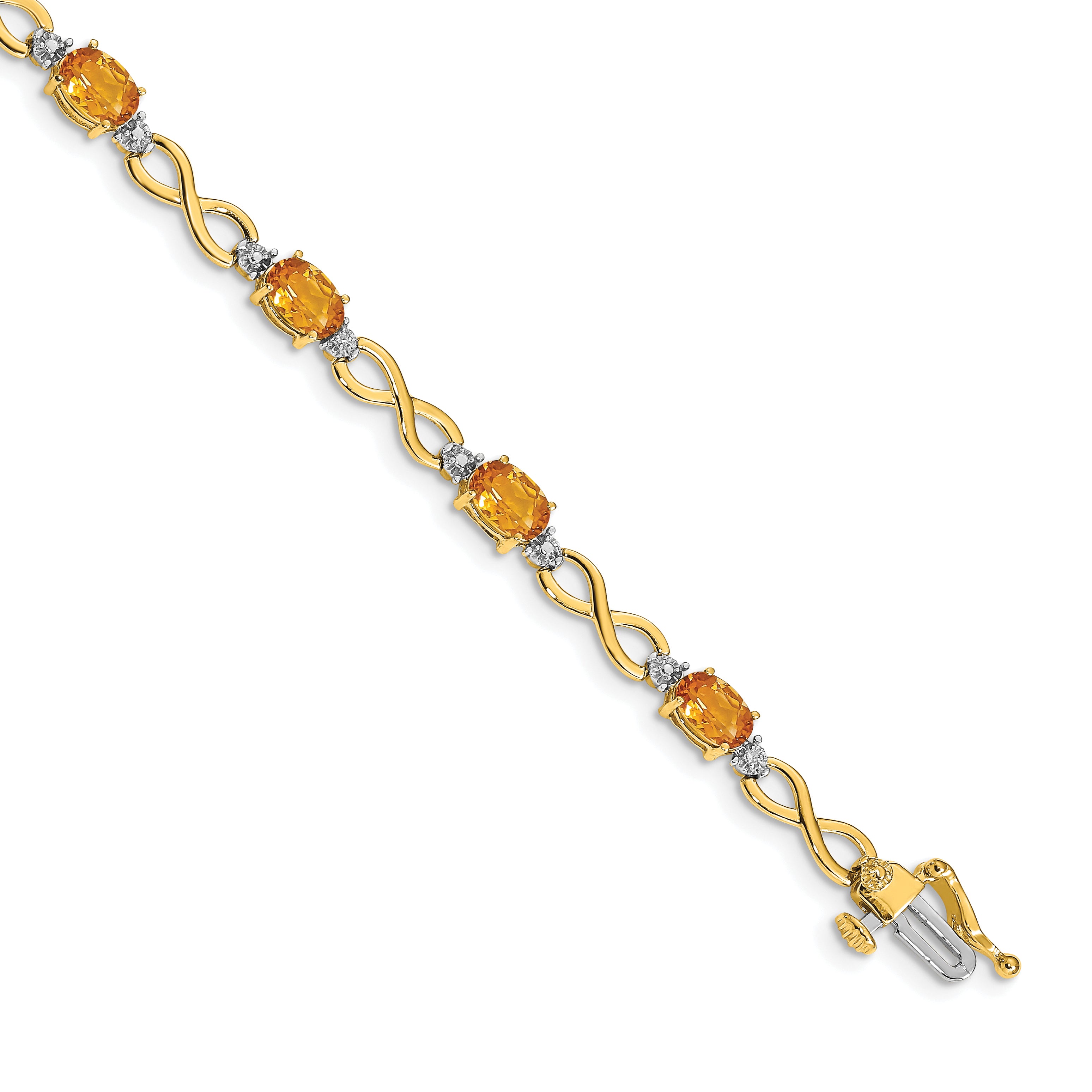 14k Complete Oval Amethyst and Diamond Infinity Link 7 inch Bracelet BM4494