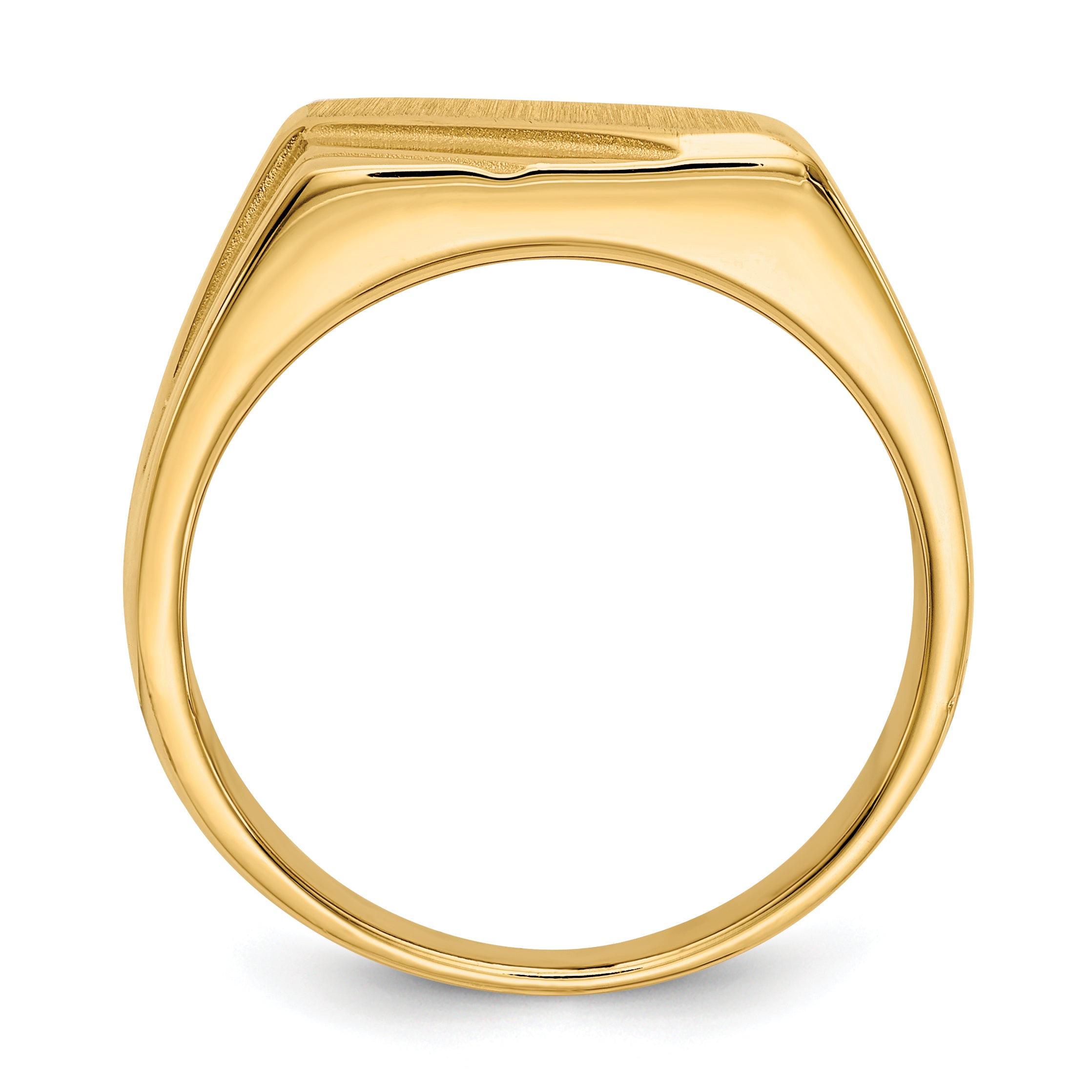 14k 13.0x11.0mm Open Back Diagonal Mens Signet Ring D1836
