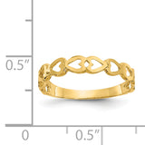 14k Polished Hearts Ring D112