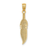 14k Polished Feather Pendant K6382