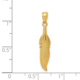 14k Polished Feather Pendant K6382
