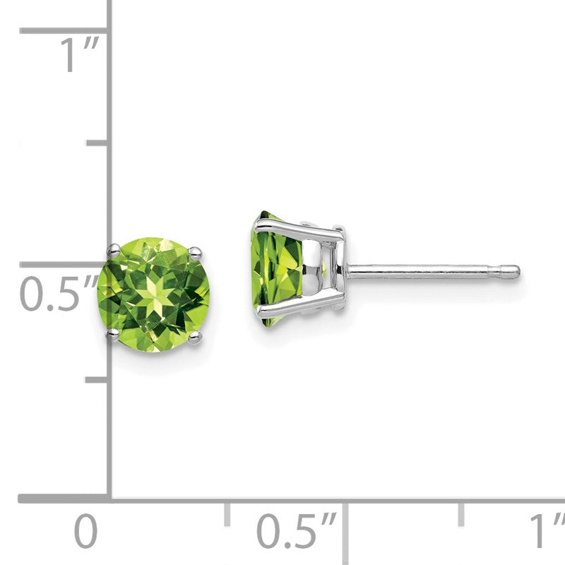 14k White Gold 6mm Round Peridot Post Earrings XE73WPE