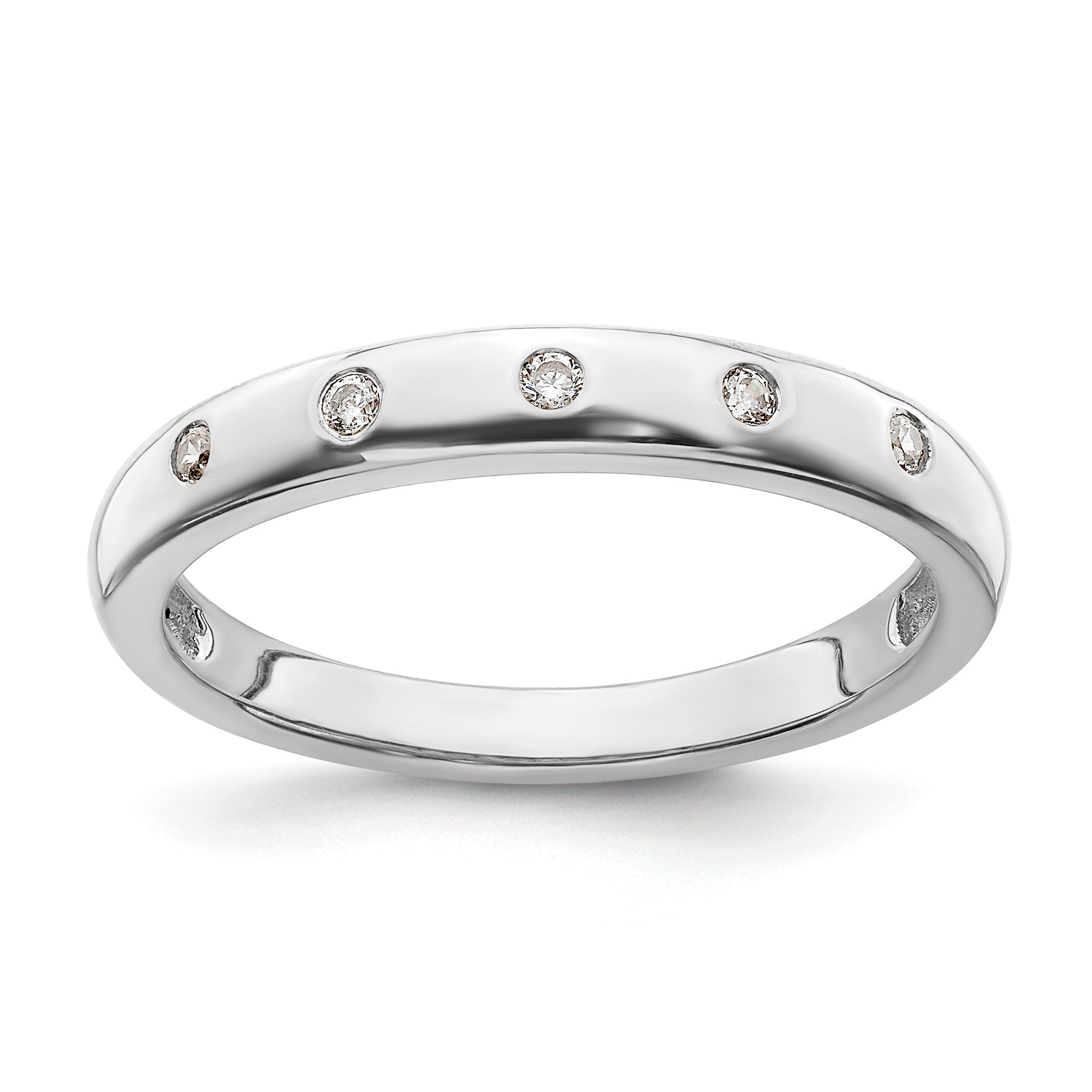 14k White Gold 3mm 5-stone 1/20 carat Diamond Band RM5620
