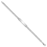14k White Gold Polished Semi-Solid Chain/Solid Plate Curb Link 33x6.75mm Plate 7 inch ID Bracelet DCID110W
