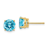 14k 7mm Round Blue Topaz Post Earrings XE74BT