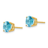 14k 7mm Round Blue Topaz Post Earrings XE74BT