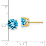 14k 7mm Round Blue Topaz Post Earrings XE74BT