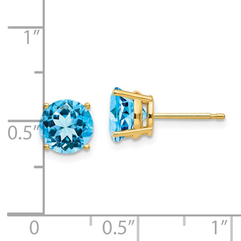 14k 7mm Round Blue Topaz Post Earrings XE74BT