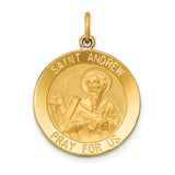 14k Polished and Satin Solid Saint Andrew Medal Pendant XR616