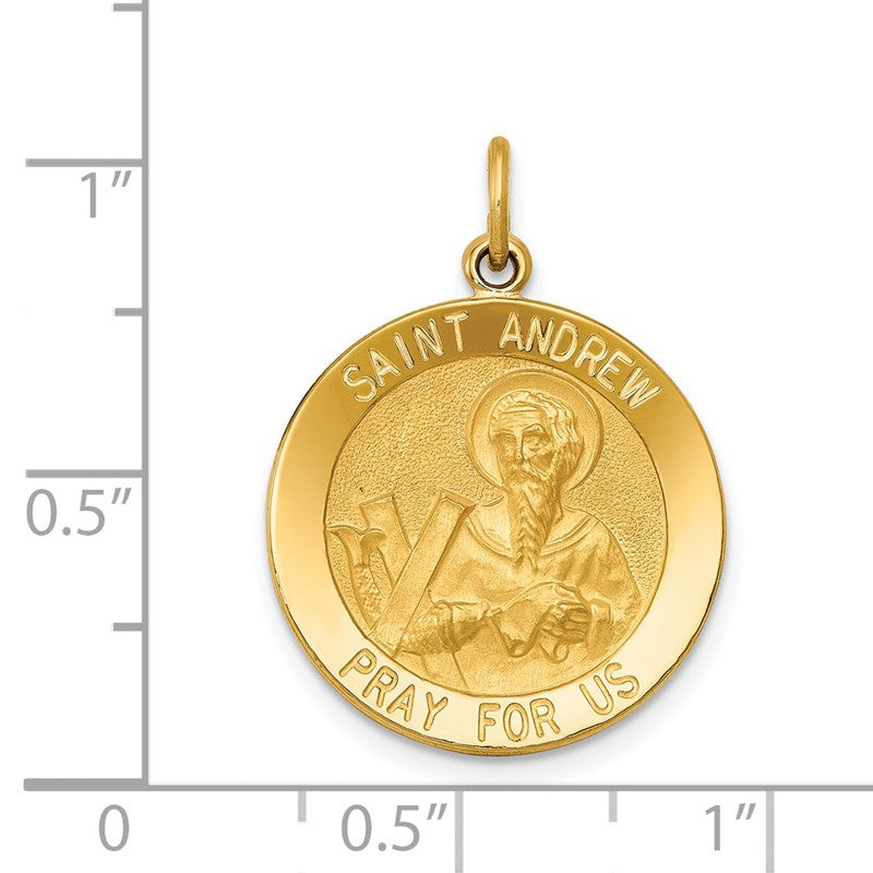 14k Polished and Satin Solid Saint Andrew Medal Pendant XR616