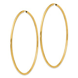 14K 2x70mm Polished Endless Tube Hoop Earrings TF802