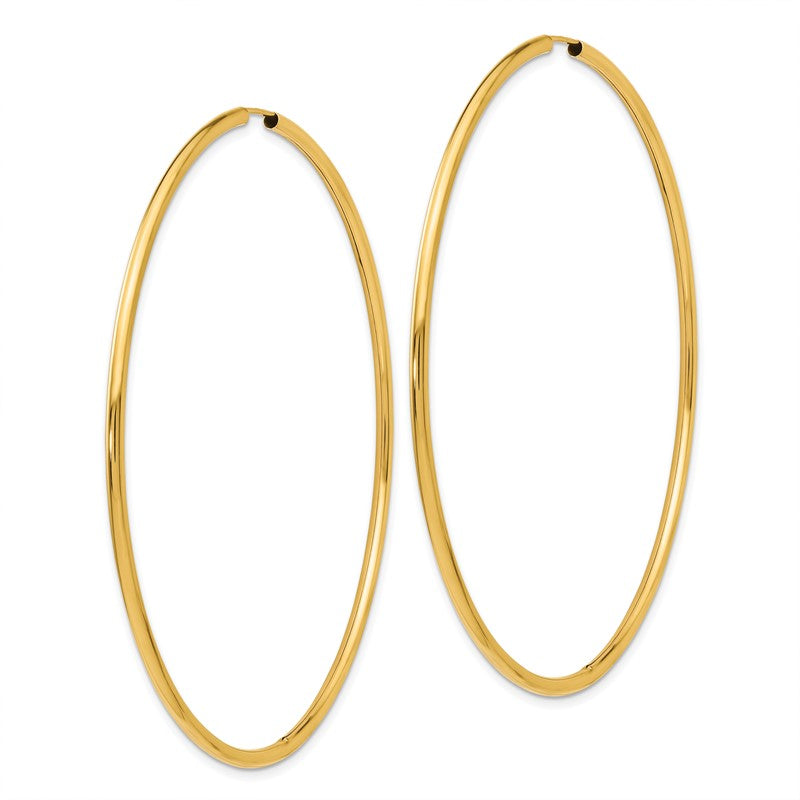 14K 2x70mm Polished Endless Tube Hoop Earrings TF802