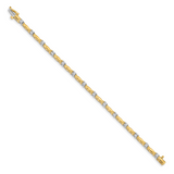 14k Two-tone Complete 1 carat Round VS Diamond Curved Bar Link 7 inch Tennis Bracelet X654VS