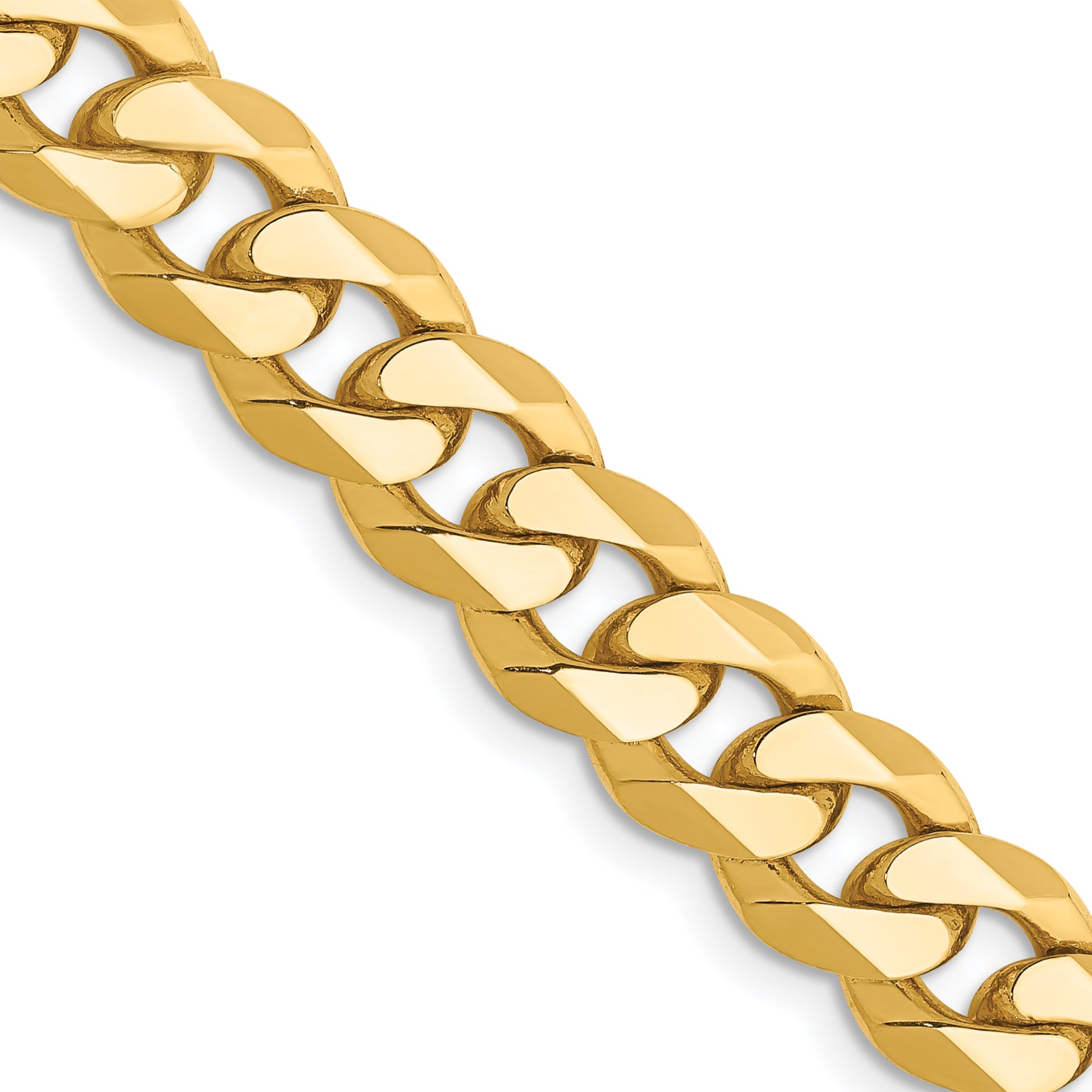 14K 26 inch 8.5mm Flat Beveled Curb with Lobster Clasp Chain FBU220