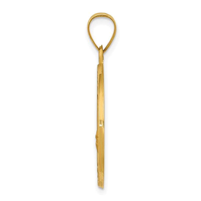 14k Polished and Satin Hollow St Florian Medal Round Pendant XR1319