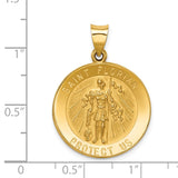 14k Polished and Satin Hollow St Florian Medal Round Pendant XR1319