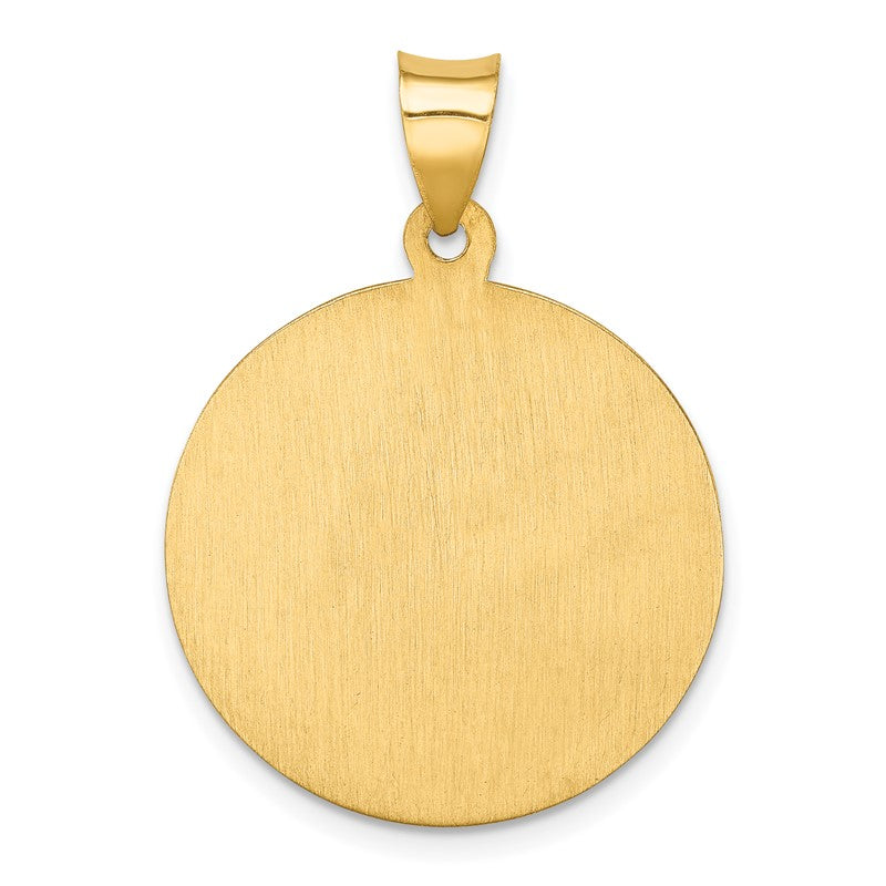 14k Polished and Satin Hollow St Florian Medal Round Pendant XR1319
