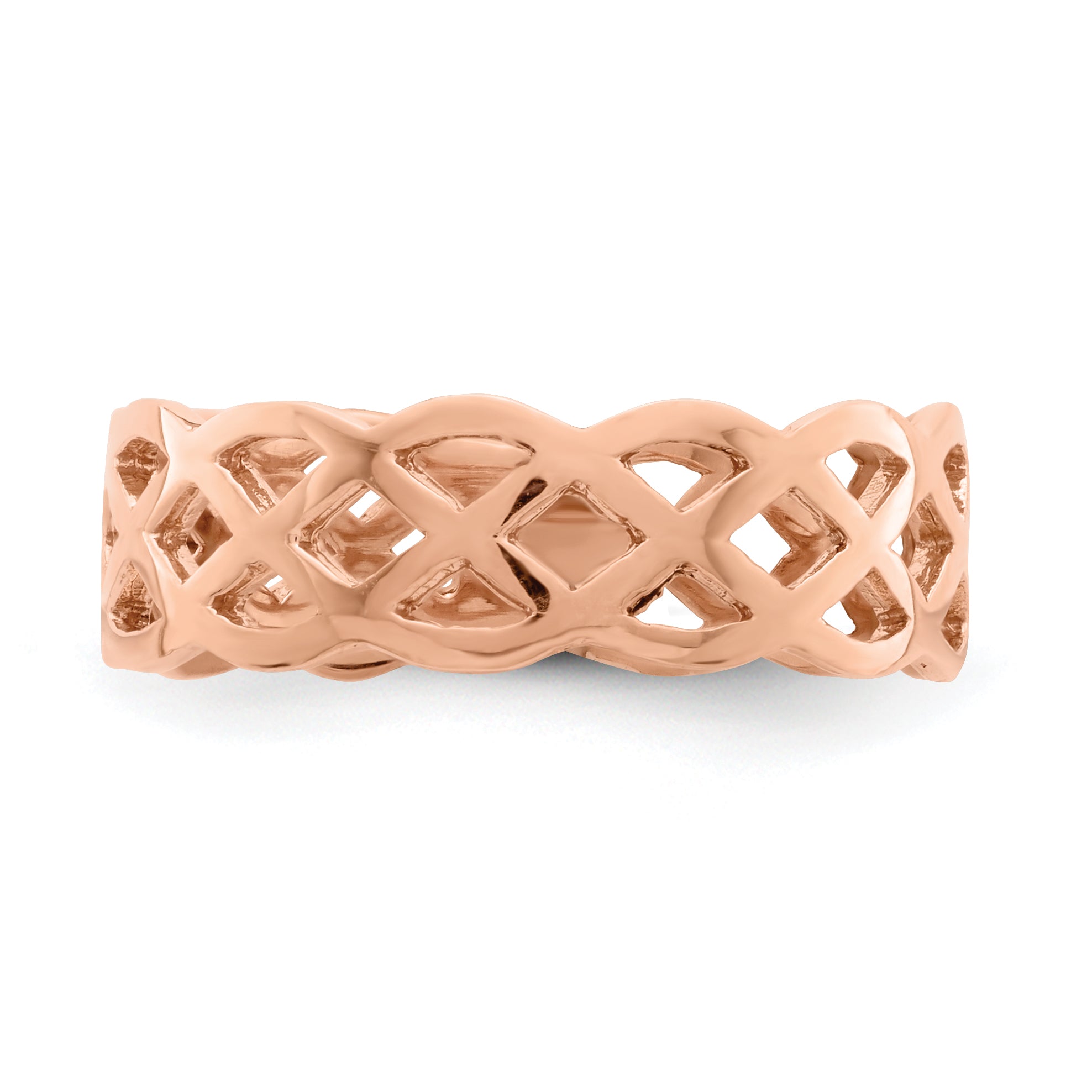 14K Rose Gold Polished Woven Celtic Knot Band D4733