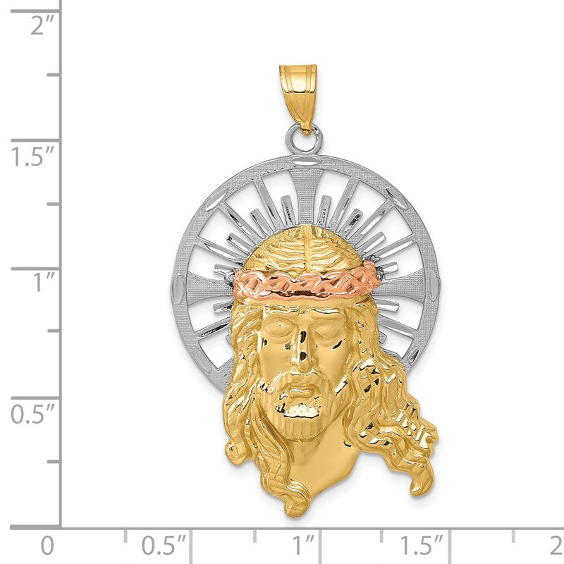 14K Tri-color Diamond-cut Christ Pendant D3704