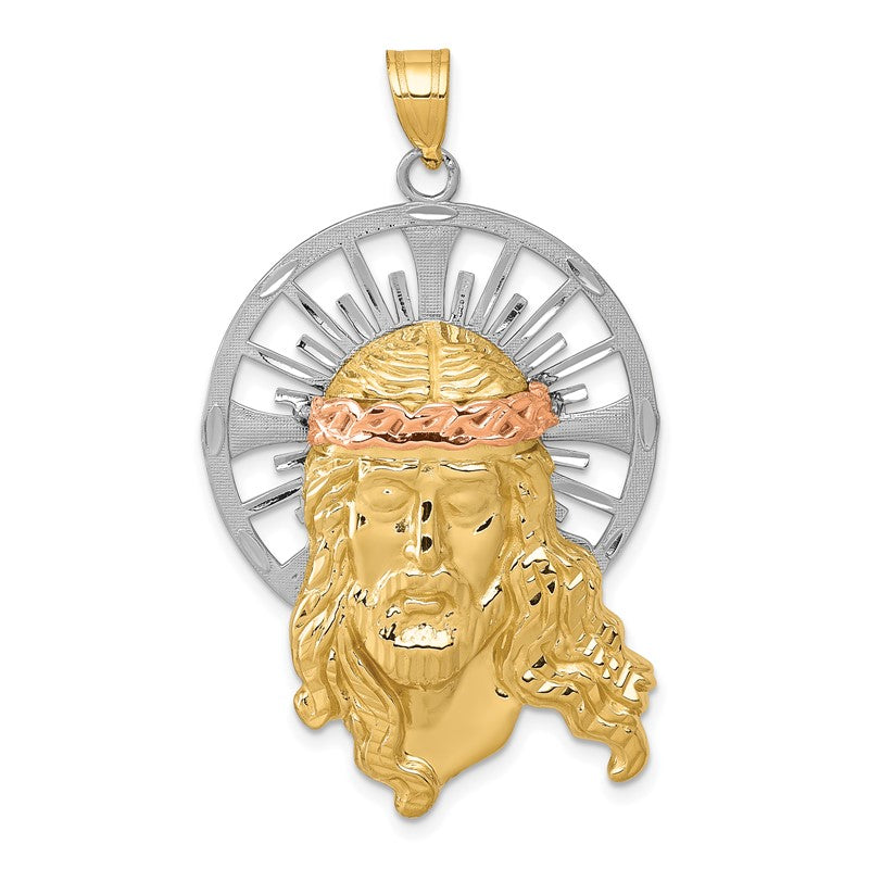 14K Tri-color Diamond-cut Christ Pendant D3704