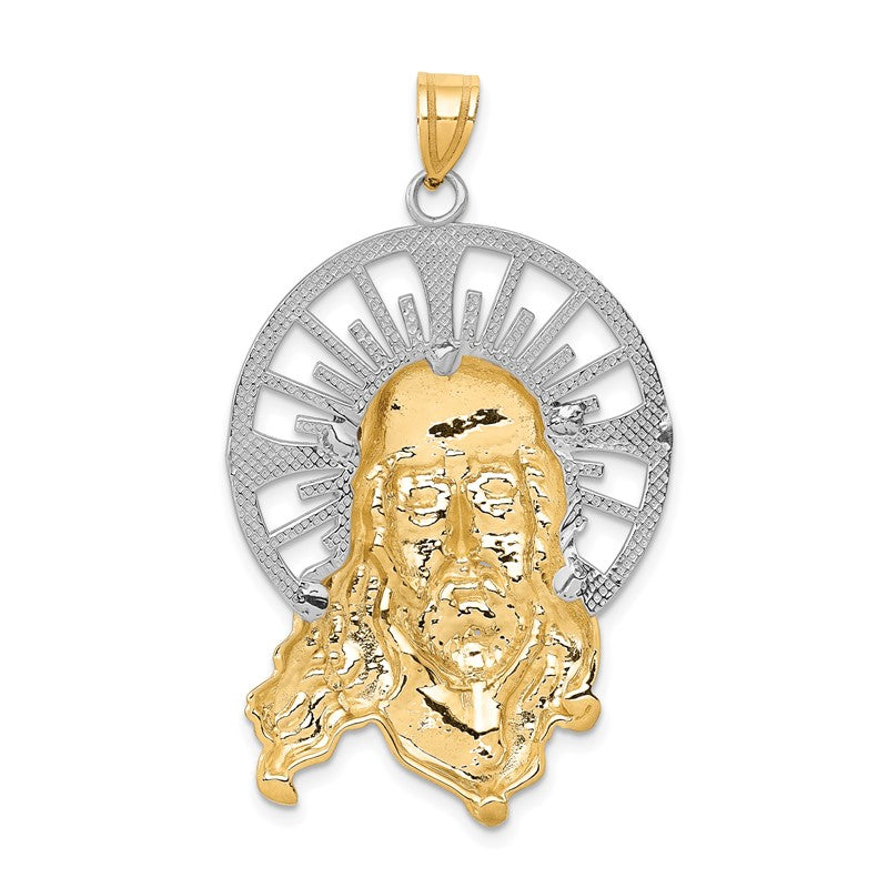 14K Tri-color Diamond-cut Christ Pendant D3704