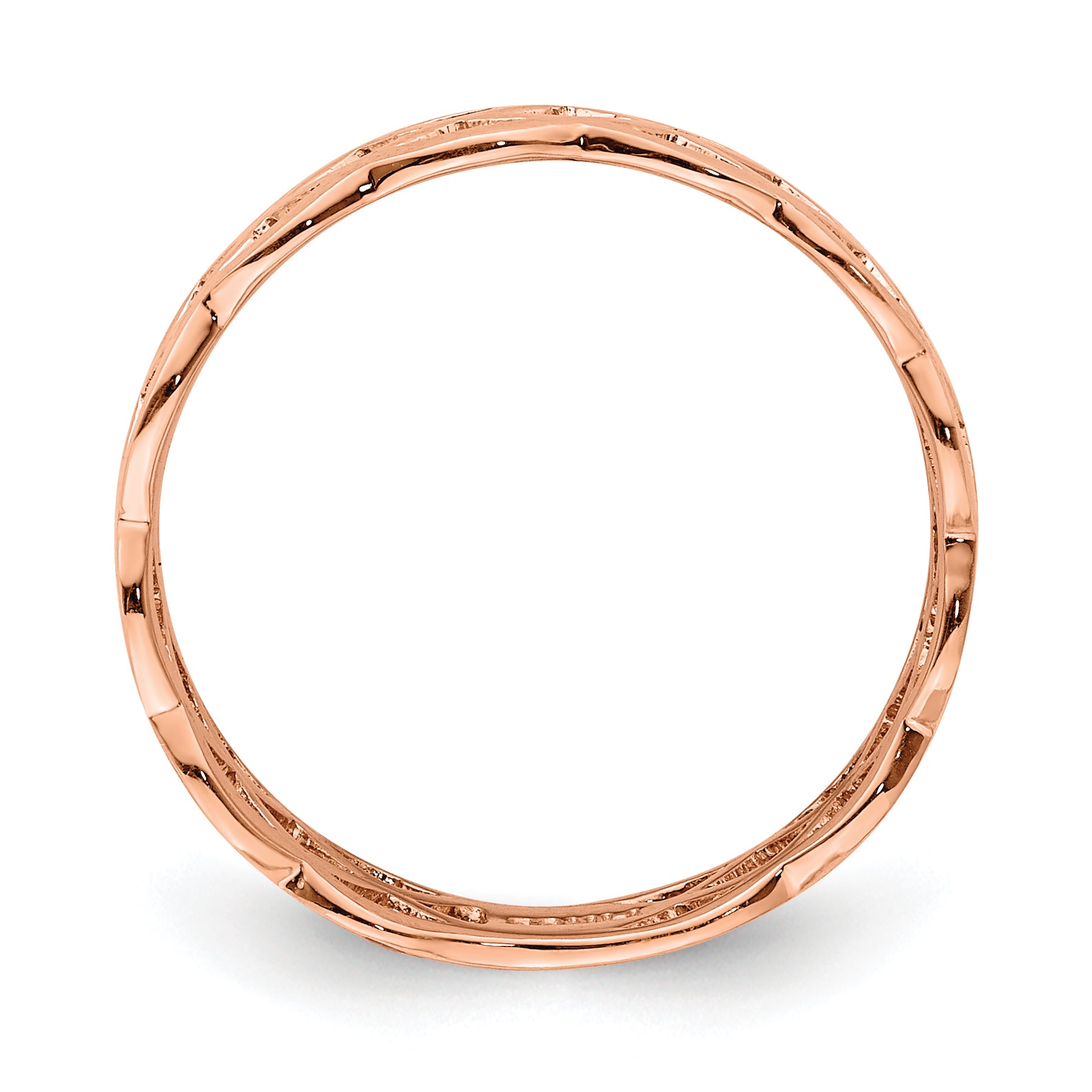 14K Rose Gold Polished Woven Celtic Knot Band D4733