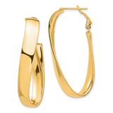 14k High Polished 7mm Twisted Omega Back Oval Hoop Earrings PRE988