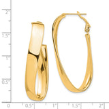 14k High Polished 7mm Twisted Omega Back Oval Hoop Earrings PRE988