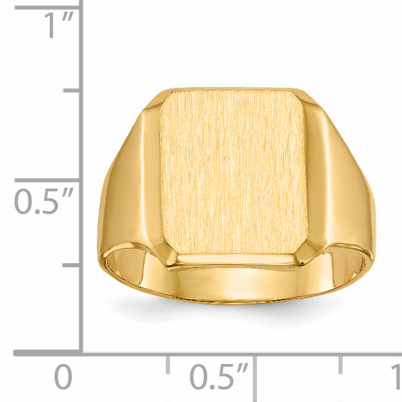14k 12.5x15.0mm Closed Back Mens Signet Ring RS353