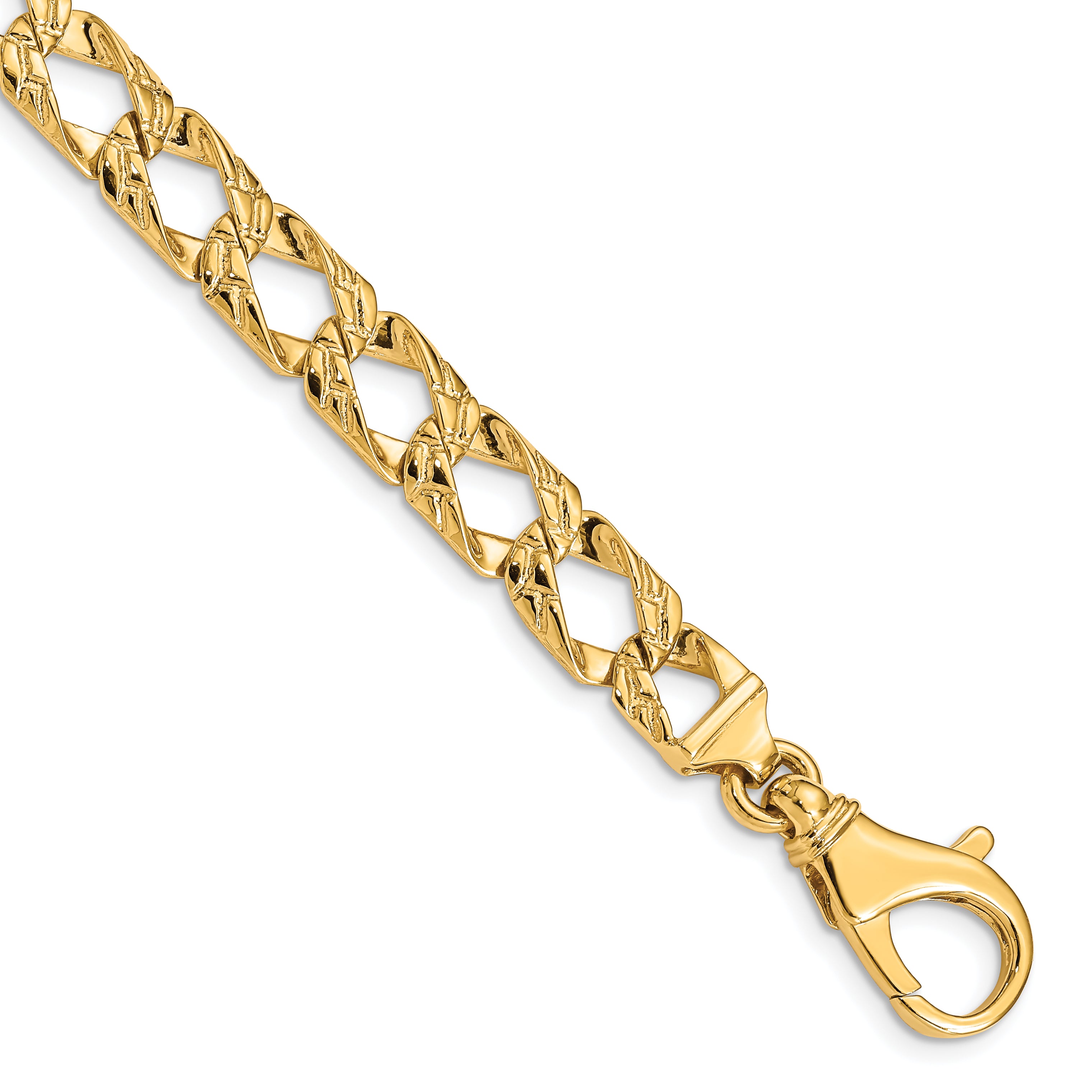 14K 18 inch 8.6mm Hand Polished Fancy Link with Fancy Lobster Clasp Chain LK393