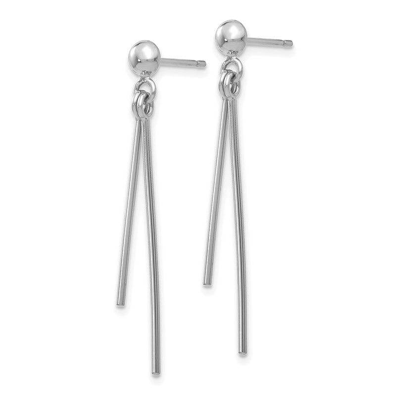 14k White Gold Polished Two Bars Dangle Post Earrings TH932